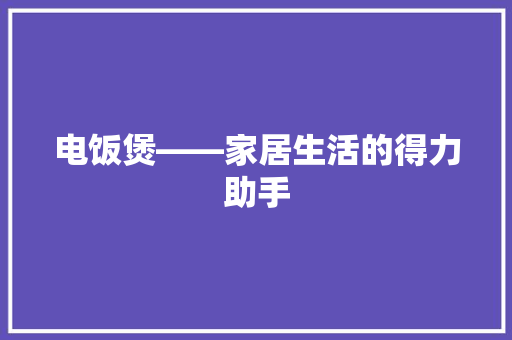 电饭煲——家居生活的得力助手