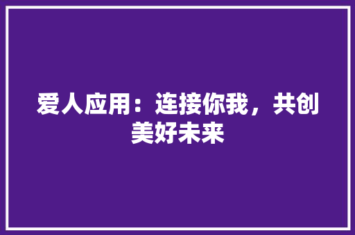 爱人应用：连接你我，共创美好未来 应用文