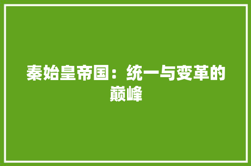 秦始皇帝国：统一与变革的巅峰 应用文