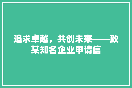 追求卓越，共创未来——致某知名企业申请信 应用文