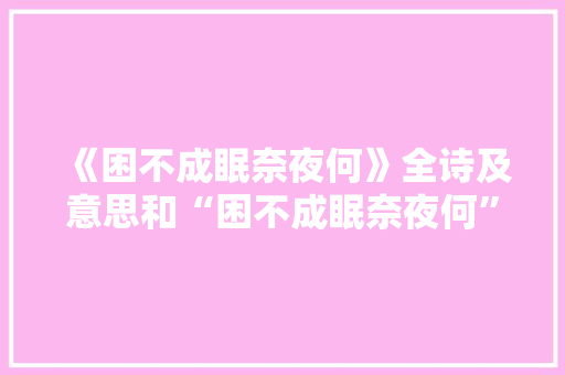 《困不成眠奈夜何》全诗及意思和“困不成眠奈夜何”的拼音注释