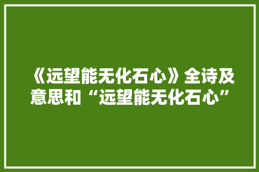 《远望能无化石心》全诗及意思和“远望能无化石心”的拼音注释